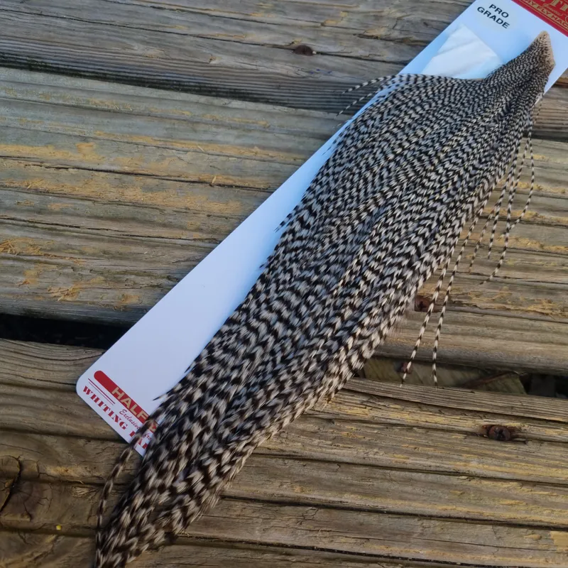 Whiting 1/2 Pro-Grade Dry Fly Rooster Cape in Grizzly-1